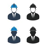 Four different types of construction workers icons vector
