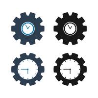 Four gears with clock faces vector