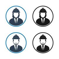 Four icons of a man in a hard hat and a woman in a suit vector