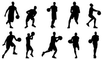 silhouettes of people playing basketball. isolated on a transparent background. eps 10 vector