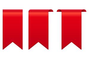 red ribbon set bookmark 3d gradient tag. isolated image background. eps 10 vector