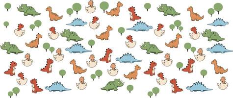 dinosaurs pattern object hand drawing. kid todler drawing. cute design vector