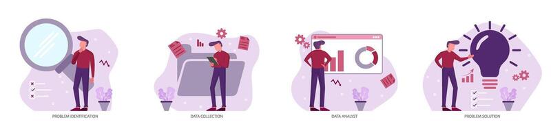 Set of problem analyst business images isolated. eps 10 vector