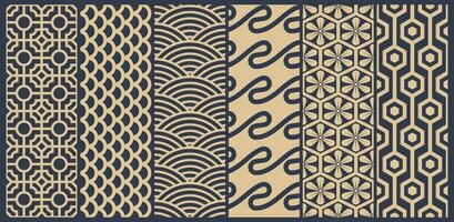 seamless set of chinese asian geometric pattern. vector