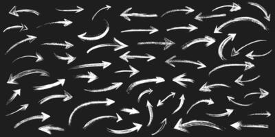Curving line arrow chalk style . hand drawn brush line sketch design. pencil scribble elements set. vector