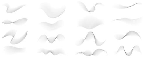 Swoosh dot elements, waving halftone set, curving pop art circle round cocmic texture symbol. vector