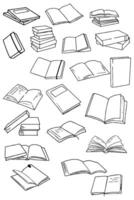 set of books art line outline hand drawn sketch. eps 10 vector