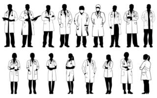 Set of silhouette of health worker vector