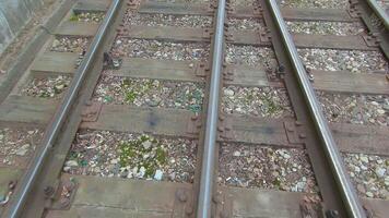 Moving Forward Along the Old Railroad. European Railway for Cargo Trains - Smooth Movement on Gimbal Stabilizer video