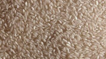 Dry Uncooked White Rice Background Slowly Rotating Left - Top View. Scattered Raw Long Grain Rice. Asian Cuisine and Culture. Healthy Eating Ingredients. Diet Food. Angular Rotation Counter-Clockwise video