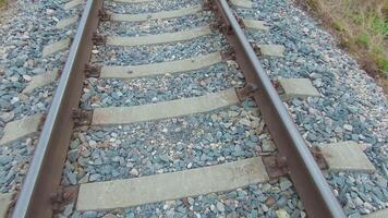 Moving Forward Along the Railroad Track. European Railway for Electric Train - Smooth Movement on Gimbal Stabilizer video