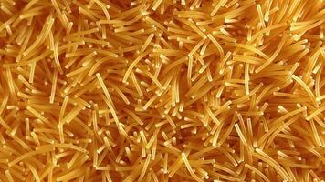 Background of Uncooked Noodles that Slowly Rotating Counter-Clockwise - Top View, Angular Rotation. Texture of Dry Vermicelli Turning Around. Raw Pasta with Low Key Light - Left Rotation video