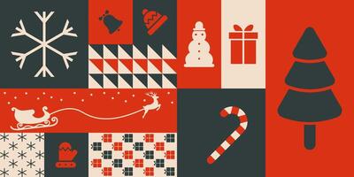 Christmas new year neo geometric seamless pattern. Modern winter holiday elements. isolated on background. Postcard with Retro clean concept design vector