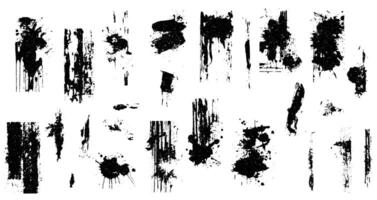 Abstract Ink Splatter, Drip, and Brush Stroke Texture Pack. Black Grunge Artistic Elements for Graphic Design, Digital Art, Backgrounds, Posters, and Creative Projects vector