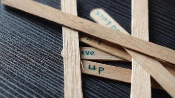 Ice cream stick with word Dont Give Up on table video