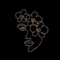 Female face in minimal line art style vector