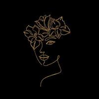 Female face in minimal line art style vector