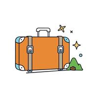 Suitcase adventure travel holiday or vacation concept and empty space for design vector