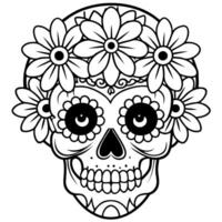 Sugar skull adorned with vibrant flowers. Catrina Calavera. Day of the Dead. The Day of the Dead. A digital illustration. vector