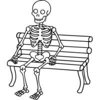 Skeleton sitting on the park bench too long vector