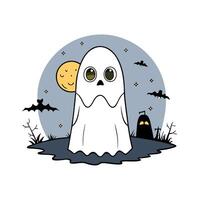 Spooky ghost with glowing eyes and lots of fog all night vector