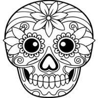 Sugar skull colorful floral mask on a black background. Isolated sugar skull mask for holidays. vector