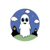 Spooky graveyard Halloween background with resurrected zombie ghost hand raising up. vector