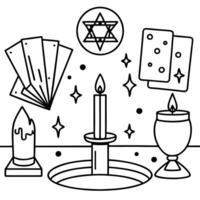 Tarot cards and candles in a clairvoyant's office vector