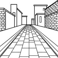 Stone paved road on a deserted city street. vector