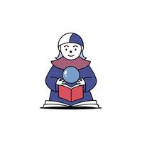 Tarot cards reading divination Psychic readings and clairvoyance concept. Crystal ball fortune teller hands. Pythoness reads tarot cards in a dark environment. High quality illustration. vector