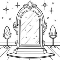 Fantasy magic mirror on an empty room AI vector