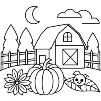 Pumpkin patch farm and barn fall autumn festival vector