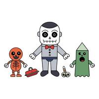 Ancient and terrifying dolls. scary toys. Halloween. IA . vector