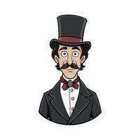 Mysterious Victorian man in top hat and suit. Made with vector