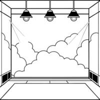 Empty room with smoke and spotlights. Abstract background. 3D rendering vector
