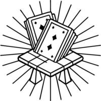 Deck of cards on the table in the rays of light vector