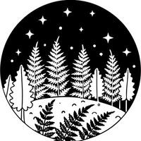Green ferns in the middle of the forest midsummer night vector
