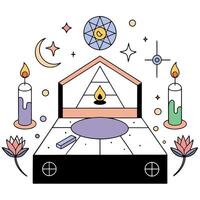 Mystical abstract plot on the theme of astrology and witchcraft with magic. an altar for communicating with spirits vector