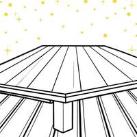 Empty wood table top on blur light gold bokeh of cafe restaurant . vector