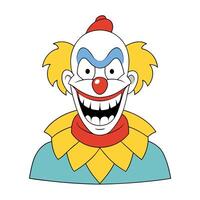 Illustration of a scary clown with big yellow teeth and make up. vector