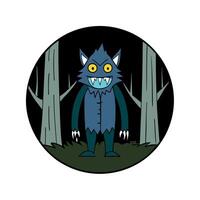 Scary monster in dark forest. Halloween concept. vector