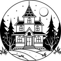 Haunted house in the woods with moonlight vector