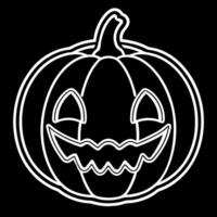 Halloween pumpkin neon style cartoon on black background. 8k resolution vector