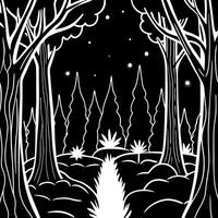 Magic woods with a mysterious glow at night vector