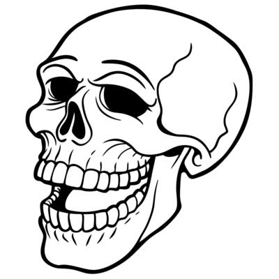 Illustration of a human skull laughing with mouth wide open