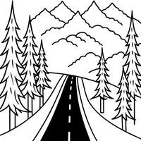 Highway in the Middle of Forest Covered in Fog vector