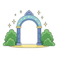 Fairy tale archway with magic light through an enchanted forest picture vector