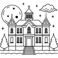 Mansion of Shadows. Unveiling the Secrets Under the Full Moon art vector
