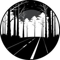 Fog In Spooky Forest At Moon Light On Asphalt - Abstract Bokeh And Filter Toned vector
