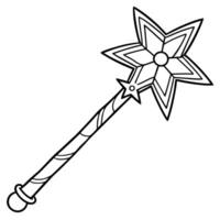 Decorative magic wand with a magic trace. star shape magic wand accessory. magical witch power in illustration style isolated on background with clipping path in cartoon hand drawn style. vector